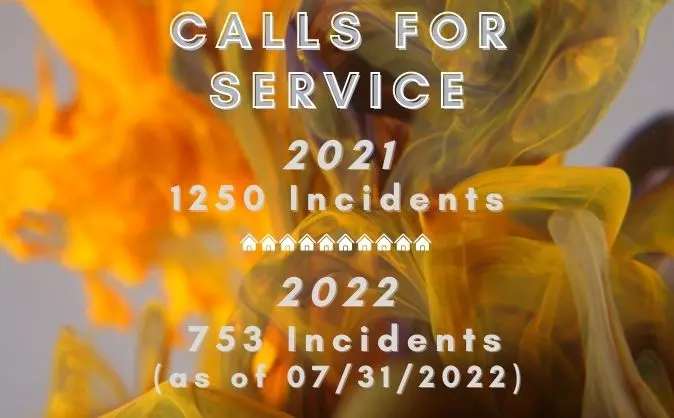Number of calls for service through 07/31/2022 is 753